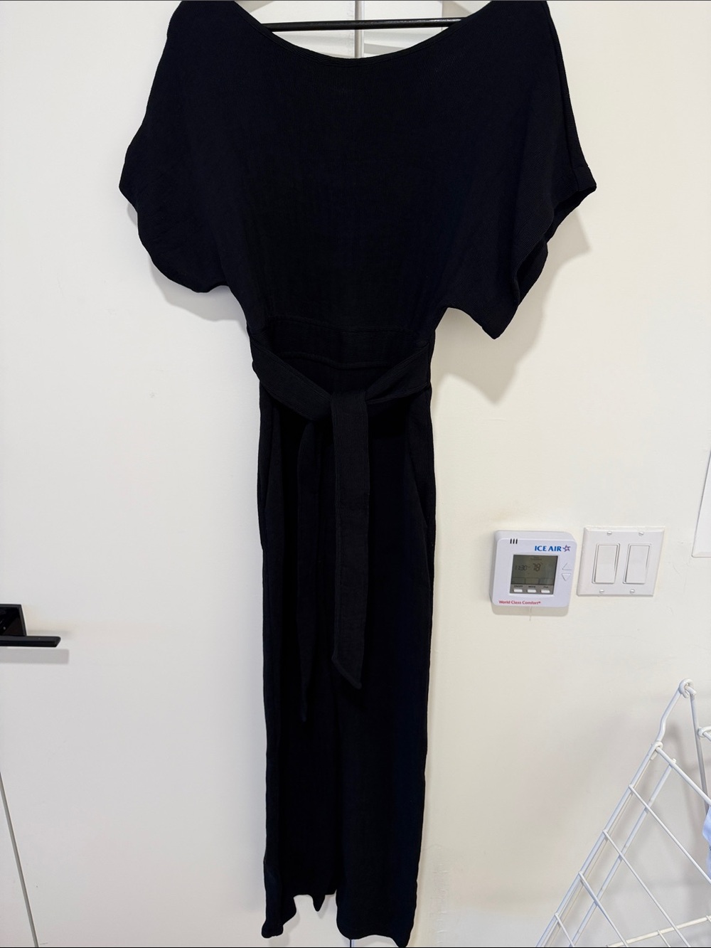Black Belted Jumpsuit with Waist Tie - Women